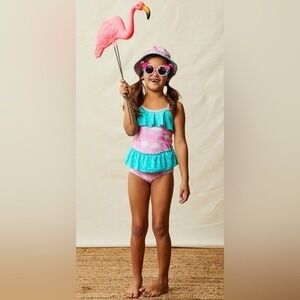 Matilda Jane Girls Swimsuit Size 6 Enchanted Garden Flamingo One Piece NWOT‎